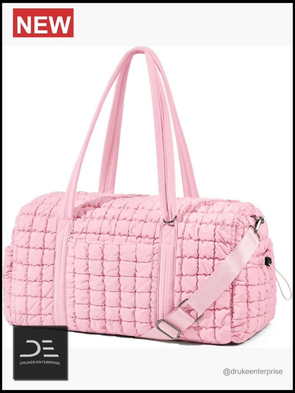 Quilted Travel Duffle Bag Medium Weekender Puffer Overnight Duffel Carry-On Gym
